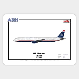 Airbus A321 - US Airways "White" (Art Print) Sticker